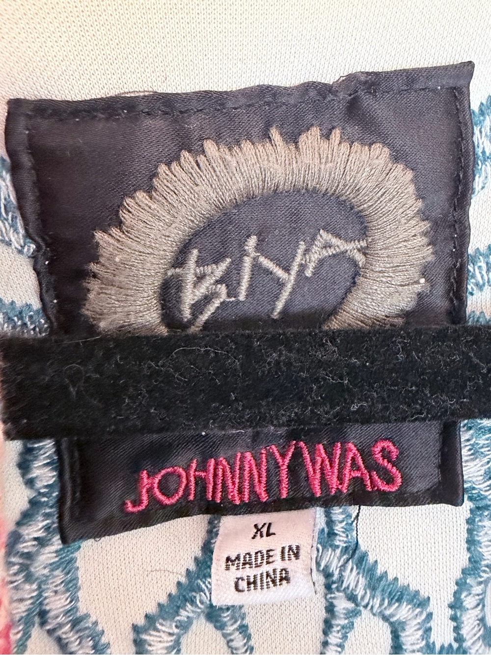 Johnny Was Biya Embroidered Hooded Cardigan — Cream/Blue, Size XL - Picture 4 of 9